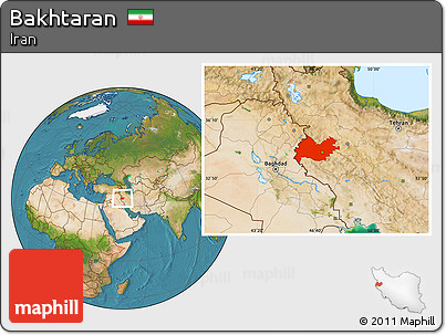 Satellite Location Map of Bakhtaran