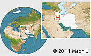 Satellite Location Map of Bakhtaran, highlighted country, within the entire country