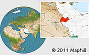 Satellite Location Map of Bakhtaran, highlighted country