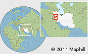 Savanna Style Location Map of Bakhtaran, highlighted country, within the entire country