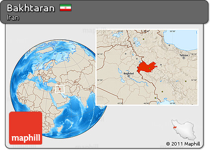 Shaded Relief Location Map of Bakhtaran