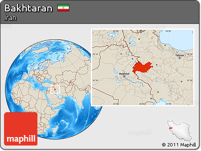 Shaded Relief Location Map of Bakhtaran