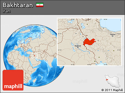 Shaded Relief Location Map of Bakhtaran