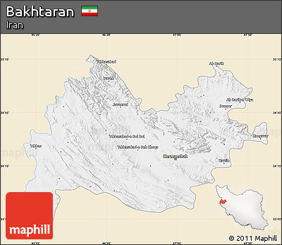 Classic Style Map of Bakhtaran, single color outside
