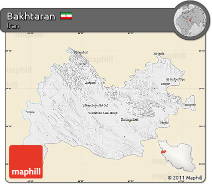 Classic Style Map of Bakhtaran, single color outside