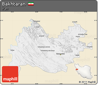 Classic Style Map of Bakhtaran, single color outside