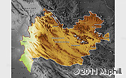 Physical Map of Bakhtaran, darken, desaturated