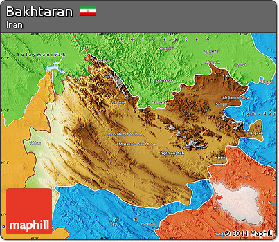 Physical Map of Bakhtaran, political outside