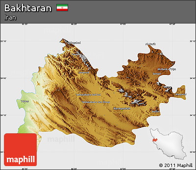 Physical Map of Bakhtaran, single color outside