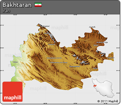 Physical Map of Bakhtaran, single color outside
