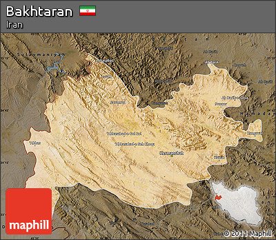 Satellite Map of Bakhtaran, darken