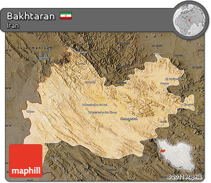 Satellite Map of Bakhtaran, darken