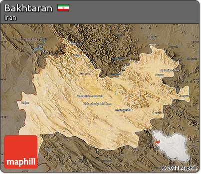 Satellite Map of Bakhtaran, darken