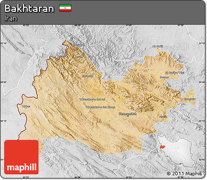 Satellite Map of Bakhtaran, lighten, desaturated
