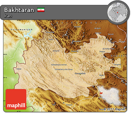 Satellite Map of Bakhtaran, physical outside