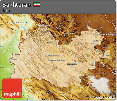 Satellite Map of Bakhtaran, physical outside