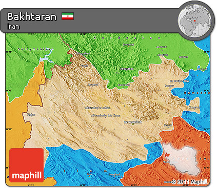 Satellite Map of Bakhtaran, political outside
