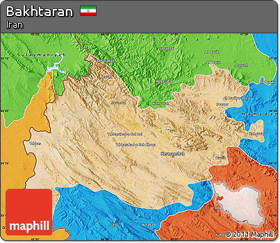 Satellite Map of Bakhtaran, political outside