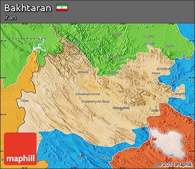 Satellite Map of Bakhtaran, political outside