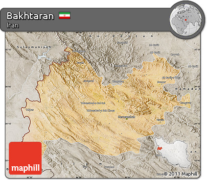 Satellite Map of Bakhtaran, semi-desaturated