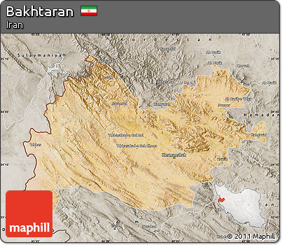 Satellite Map of Bakhtaran, semi-desaturated