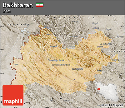 Satellite Map of Bakhtaran, semi-desaturated
