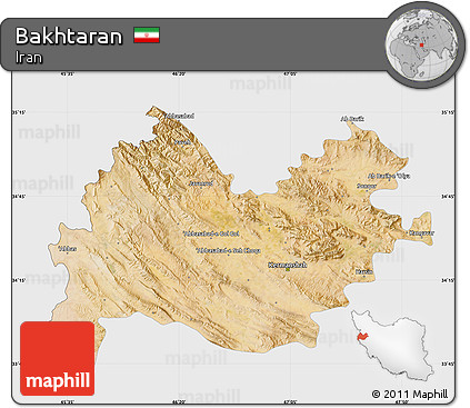 Satellite Map of Bakhtaran, single color outside