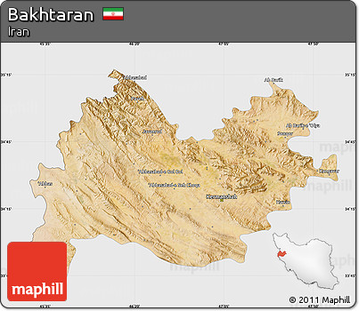 Satellite Map of Bakhtaran, single color outside
