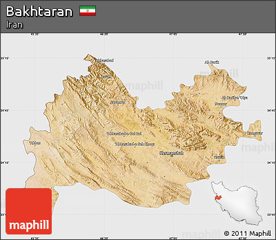 Satellite Map of Bakhtaran, single color outside