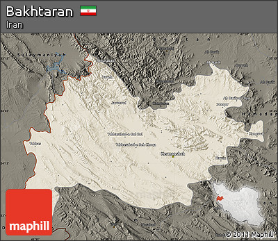 Shaded Relief Map of Bakhtaran, darken