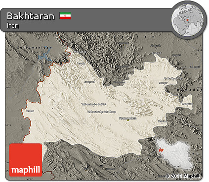 Shaded Relief Map of Bakhtaran, darken