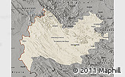 Shaded Relief Map of Bakhtaran, darken, semi-desaturated
