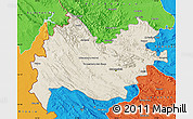 Shaded Relief Map of Bakhtaran, political outside