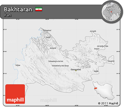 Silver Style Map of Bakhtaran, single color outside