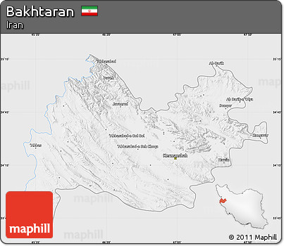 Silver Style Map of Bakhtaran, single color outside