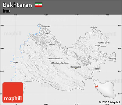Silver Style Map of Bakhtaran, single color outside