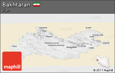 Classic Style Panoramic Map of Bakhtaran, single color outside
