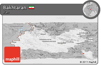 Gray Panoramic Map of Bakhtaran