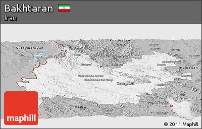Gray Panoramic Map of Bakhtaran