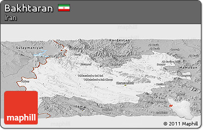 Gray Panoramic Map of Bakhtaran
