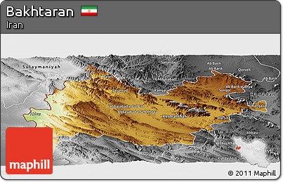 Physical Panoramic Map of Bakhtaran, desaturated