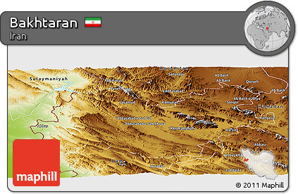 Physical Panoramic Map of Bakhtaran