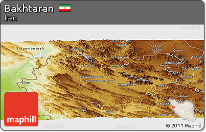 Physical Panoramic Map of Bakhtaran