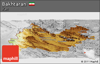 Physical Panoramic Map of Bakhtaran, lighten, desaturated