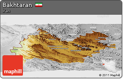 Physical Panoramic Map of Bakhtaran, lighten, desaturated