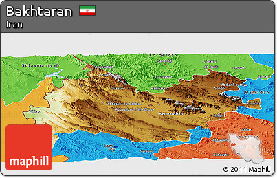 Physical Panoramic Map of Bakhtaran, political outside