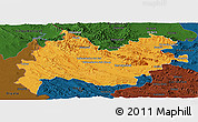 Political Panoramic Map of Bakhtaran, darken