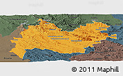 Political Panoramic Map of Bakhtaran, darken, semi-desaturated