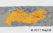 Political Panoramic Map of Bakhtaran, desaturated