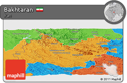 Political Panoramic Map of Bakhtaran